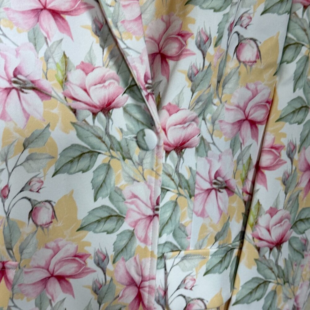 Saint Genies coat Floral trench coat jacket / blazer dress  Sz 6 WOMEN USA NEW - Picture 3 of 10